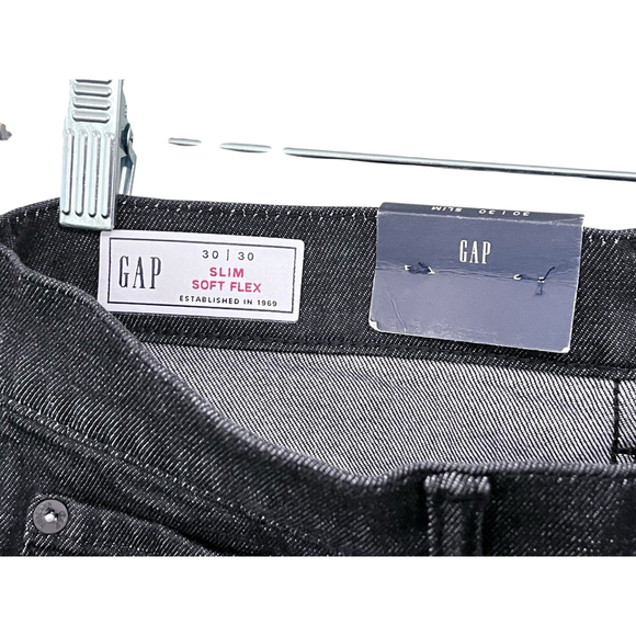 Gap NWT Slim Soft Flex Dark Wash Men's Denim Jeans Size 30x30 Casual Black Zip - Picture 4 of 7